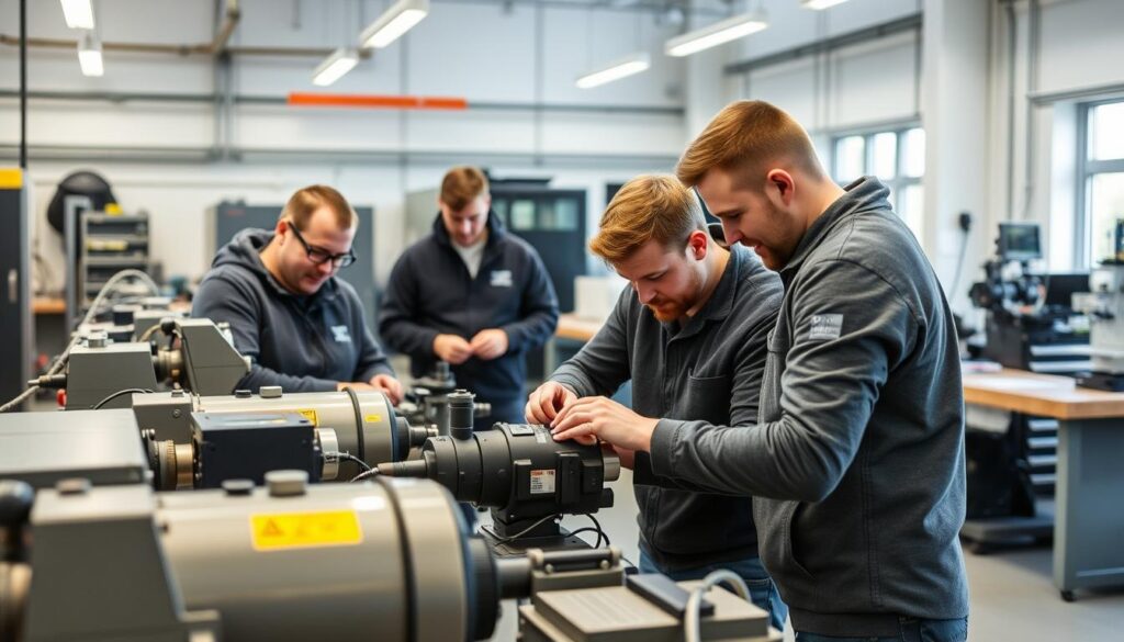 Auszubildende in einem technischen Ausbildungszentrum in Fulda Auszubildende in einem technischen Ausbildungszentrum in Fulda