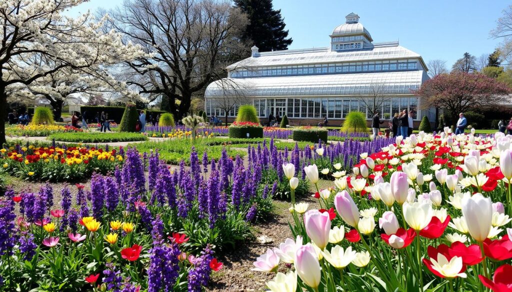 Botanischer Garten Gießen im Frühling mit blühenden Pflanzen Botanischer Garten Gießen im Frühling mit blühenden Pflanzen