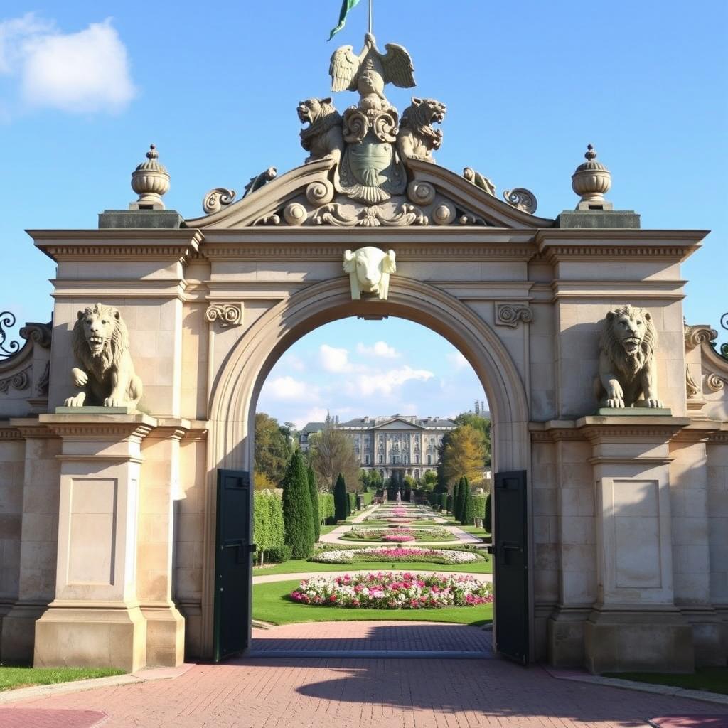 Das Löwentor am westlichen Parkzugang der Rosenhöhe Das Löwentor am westlichen Parkzugang der Rosenhöhe