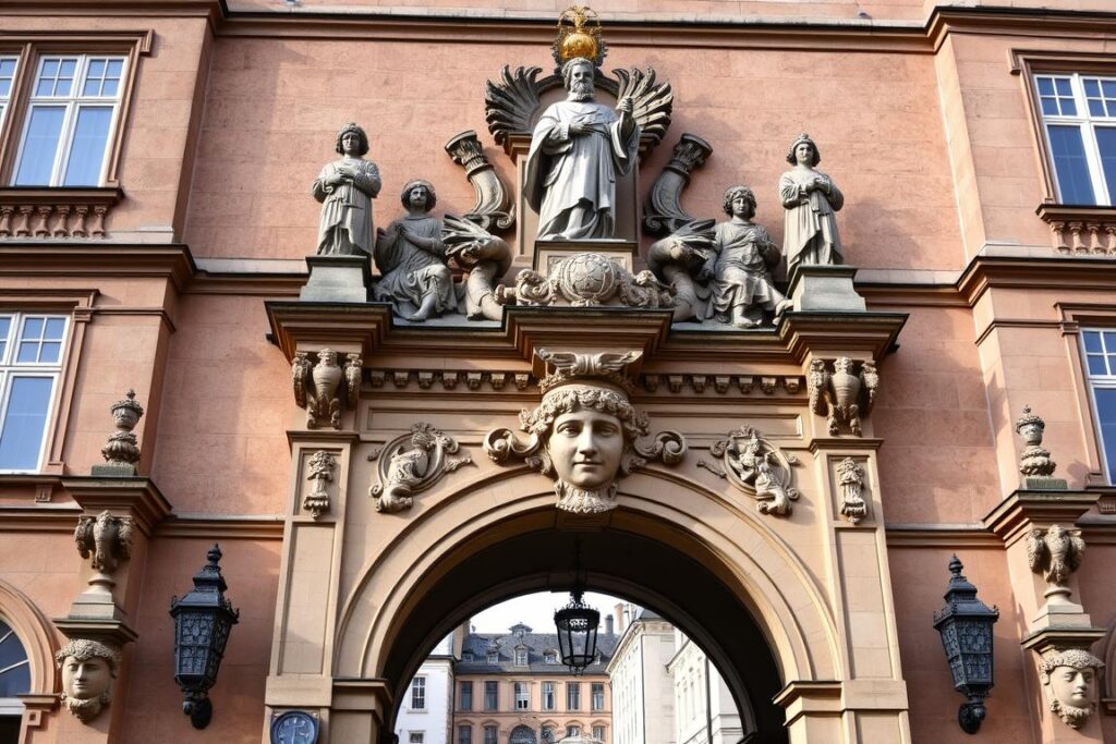 Das barocke Paulustor in Fulda mit Skulpturen und Verzierungen Das barocke Paulustor in Fulda mit Skulpturen und Verzierungen