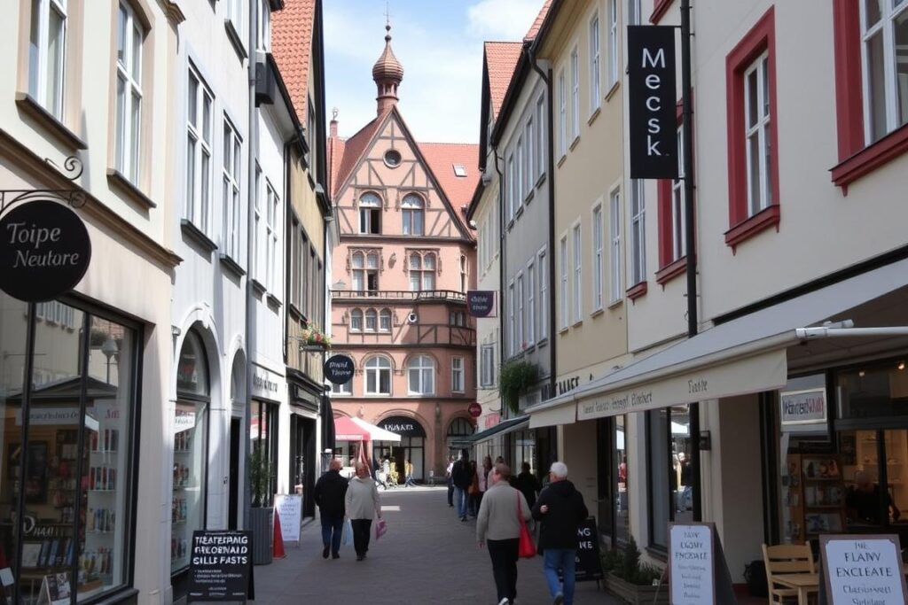 Der Neuenweg mit seinen Boutiquen beim Shopping in Gießen Der Neuenweg mit seinen Boutiquen beim Shopping in Gießen