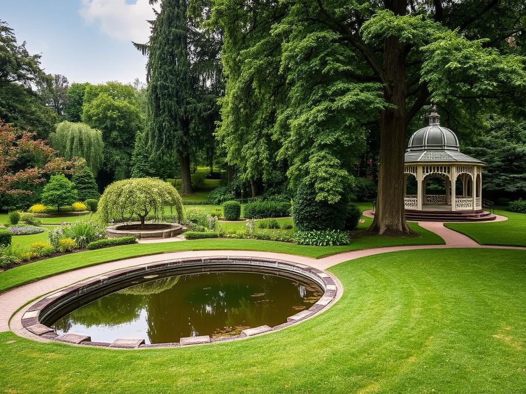 Der Prinz-Emil-Garten in Darmstadt mit seinem romantischen Landschaftscharakter Der Prinz-Emil-Garten in Darmstadt mit seinem romantischen Landschaftscharakter