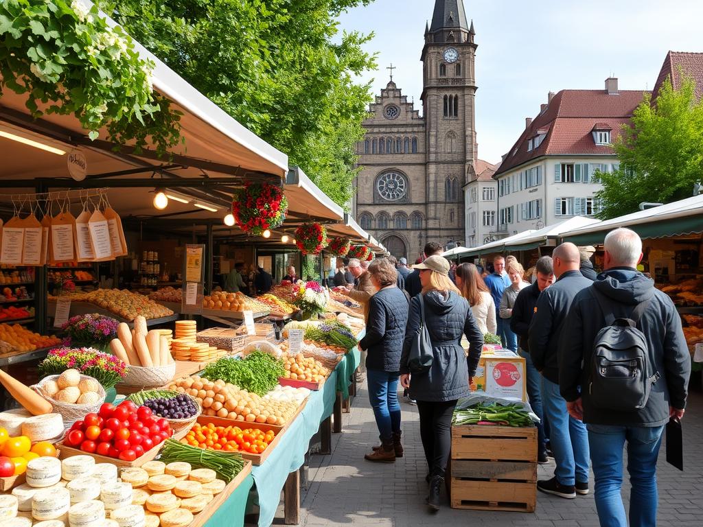 Der Wochenmarkt am Kirchenplatz als beliebtes Ziel beim Shopping in Gießen Der Wochenmarkt am Kirchenplatz als beliebtes Ziel beim Shopping in Gießen