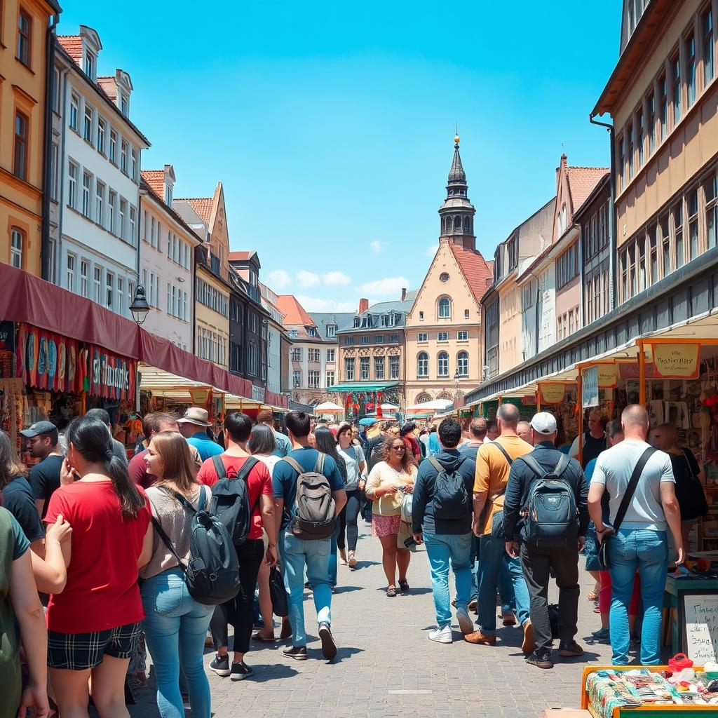 Erstbesucher erkunden einen Flohmarkt in Frankfurt Erstbesucher erkunden einen Flohmarkt in Frankfurt