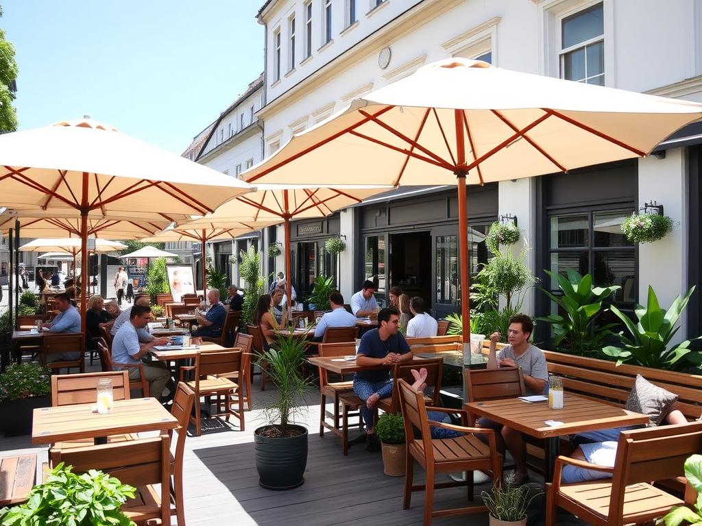 Gemütliche Terrasse des Walden Cafés in Frankfurt am Main Gemütliche Terrasse des Walden Cafés in Frankfurt am Main