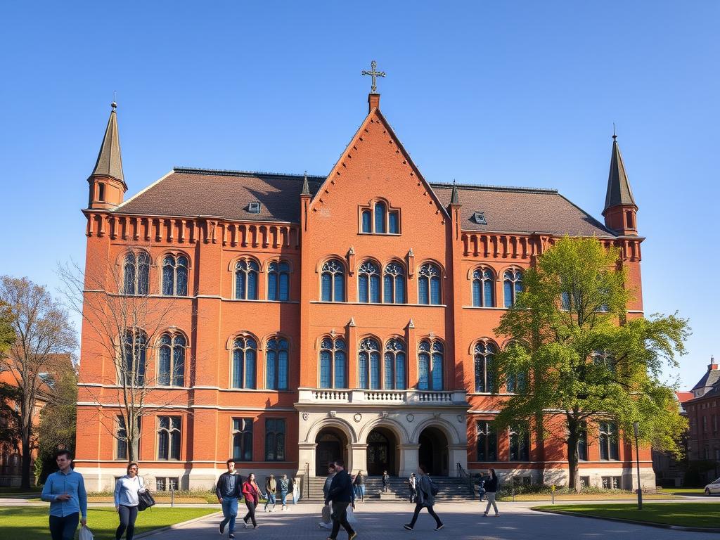 Hauptgebäude der Hochschule Fulda mit Studierenden im Vordergrund Hauptgebäude der Hochschule Fulda mit Studierenden im Vordergrund