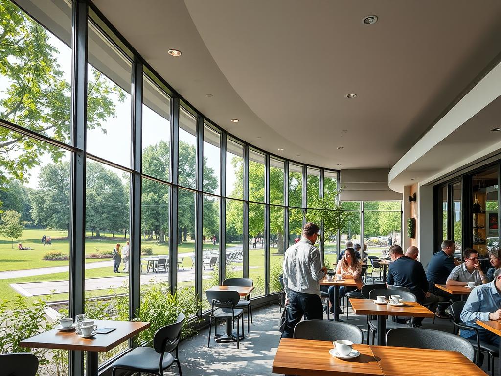 Herrngartencafé (HGC) in Darmstadt mit Blick auf den Herrngarten Herrngartencafé (HGC) in Darmstadt mit Blick auf den Herrngarten