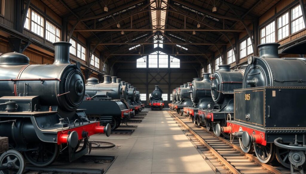 Historische Dampflokomotiven im Eisenbahnmuseum Darmstadt-Kranichstein, eines der technischen Museen in Darmstadt Historische Dampflokomotiven im Eisenbahnmuseum Darmstadt-Kranichstein, eines der technischen Museen in Darmstadt