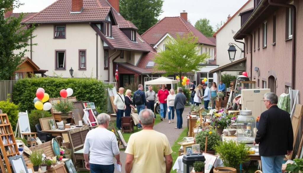 Hofflohmarkt in einem Darmstädter Stadtviertel mit Ständen in privaten Gärten und Höfen Hofflohmarkt in einem Darmstädter Stadtviertel mit Ständen in privaten Gärten und Höfen
