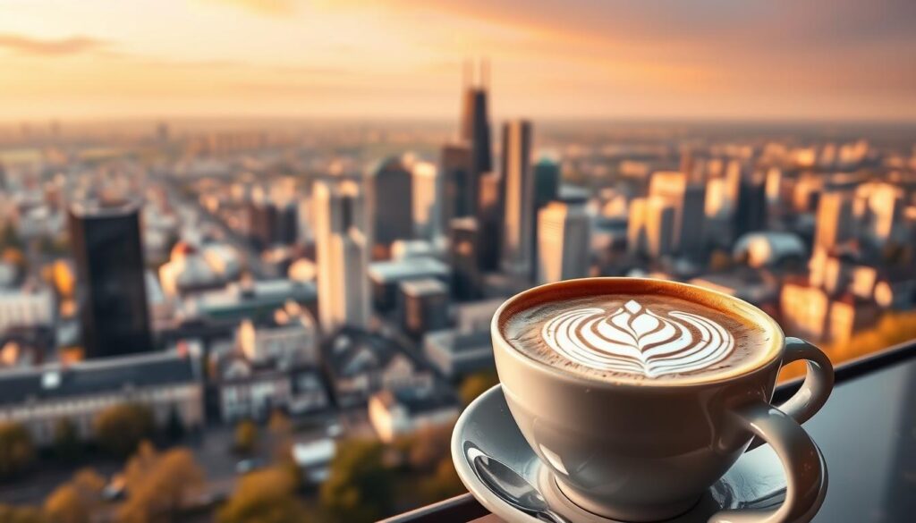 Kaffeegenuss in einem der Top Cafés Frankfurt am Main mit Blick auf die Skyline Kaffeegenuss in einem der Top Cafés Frankfurt am Main mit Blick auf die Skyline
