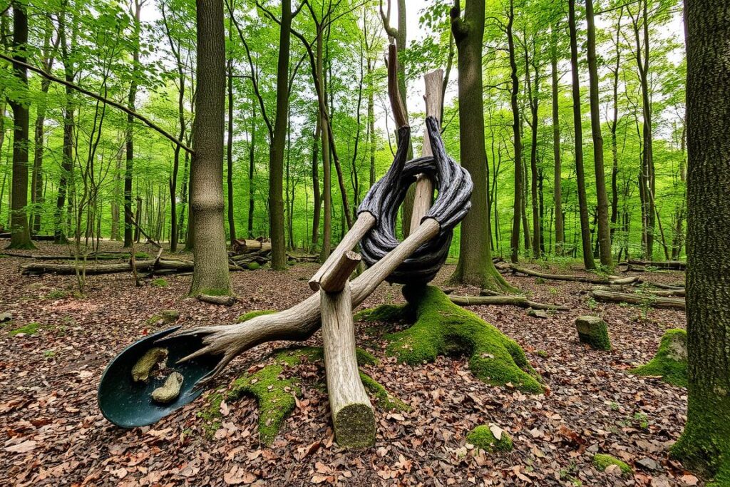 Kunstinstallation auf dem Waldkunstpfad in Darmstadt Kunstinstallation auf dem Waldkunstpfad in Darmstadt