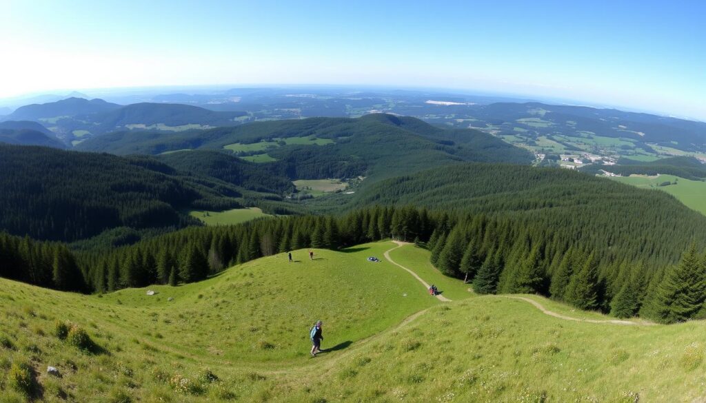 Panoramablick auf die Rhön mit sanften Hügeln, Wäldern und Wanderwegen - ein Highlight für Natur und Erholung Fulda Panoramablick auf die Rhön mit sanften Hügeln, Wäldern und Wanderwegen - ein Highlight für Natur und Erholung Fulda