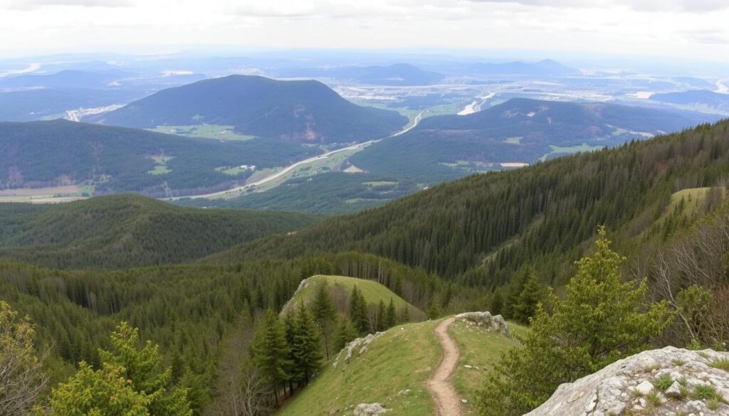 Panoramablick vom Geo-Naturpark Bergstraße-Odenwald mit Blick auf die Rheinebene Panoramablick vom Geo-Naturpark Bergstraße-Odenwald mit Blick auf die Rheinebene