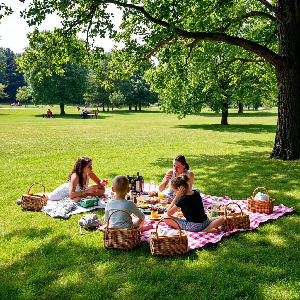 Picknick auf einer Wiese in einem Darmstädter Park Picknick auf einer Wiese in einem Darmstädter Park