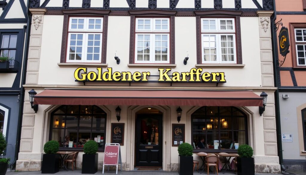 Restaurant Goldener Karpfen in Fulda mit historischer Fassade und elegantem Eingangsbereich