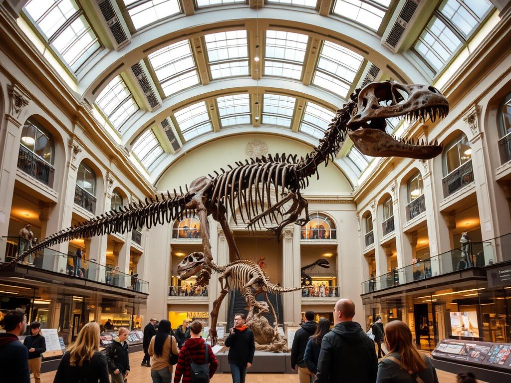Senckenberg Naturmuseum Frankfurt mit Dinosaurierskelett Senckenberg Naturmuseum Frankfurt mit Dinosaurierskelett