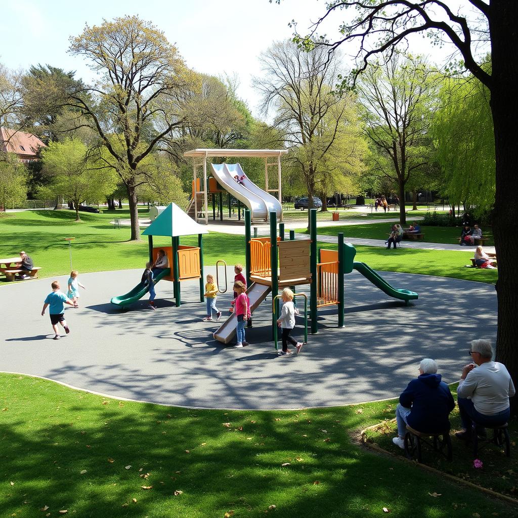 Spielplatz im Herrngarten mit Kindern Spielplatz im Herrngarten mit Kindern