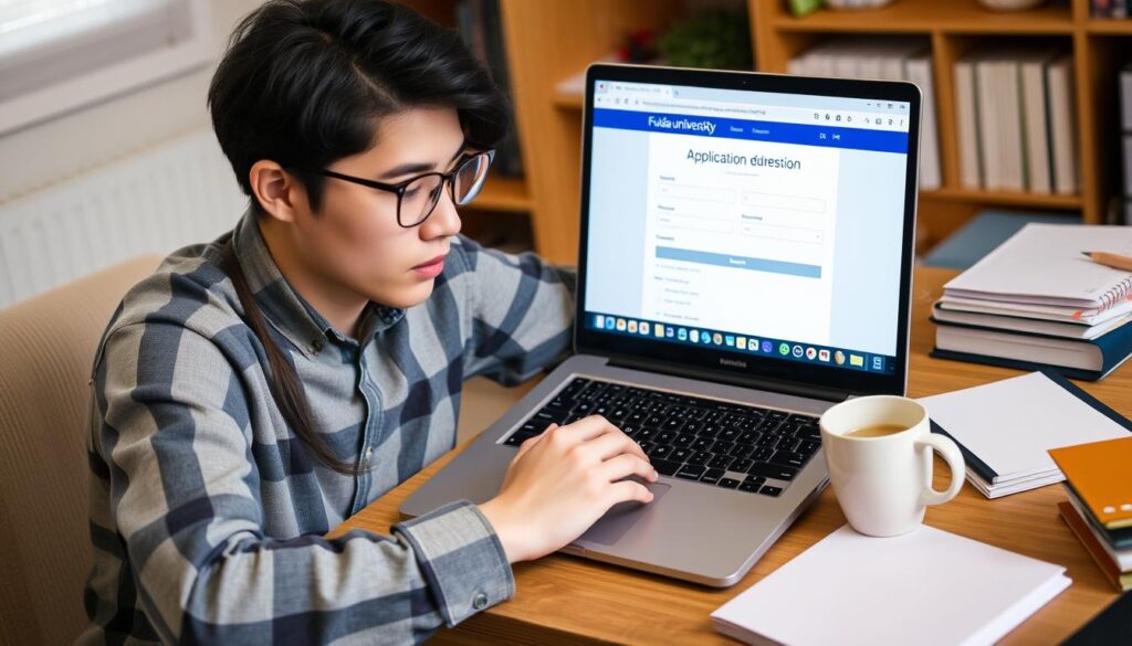 Student bei der Online-Bewerbung für die Hochschule Fulda Student bei der Online-Bewerbung für die Hochschule Fulda