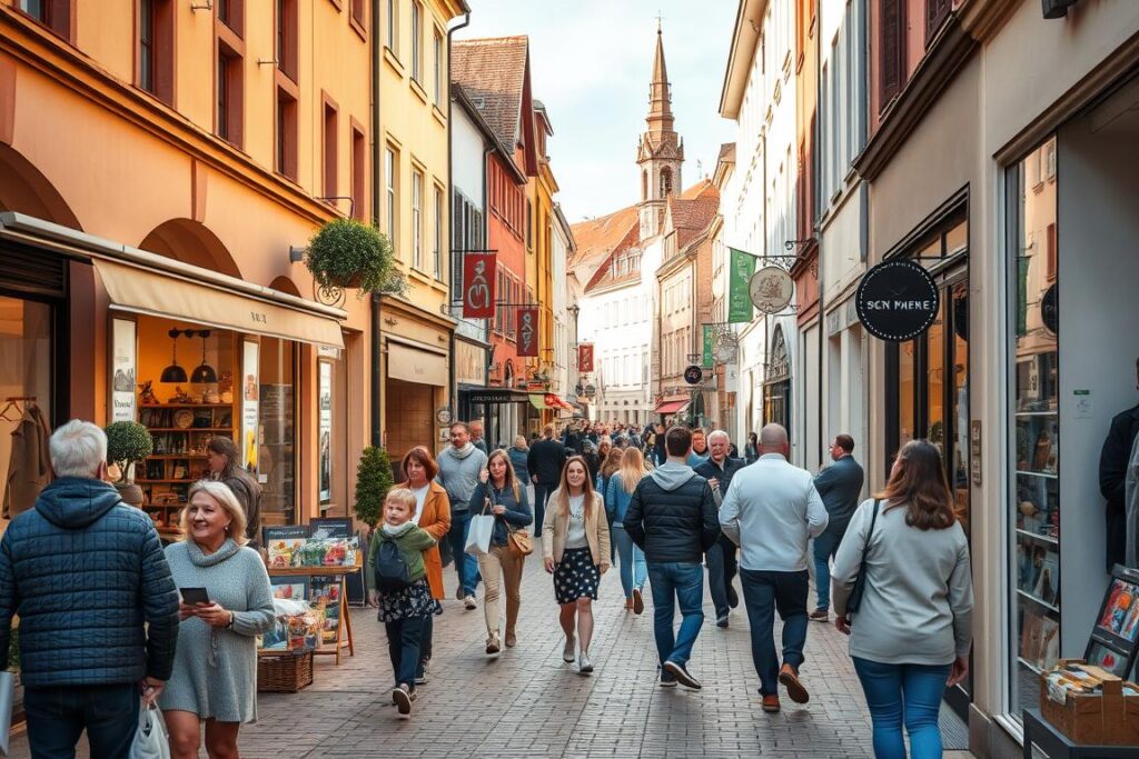 Verkaufsoffener Sonntag in Fulda mit belebten Einkaufsstraßen Verkaufsoffener Sonntag in Fulda mit belebten Einkaufsstraßen