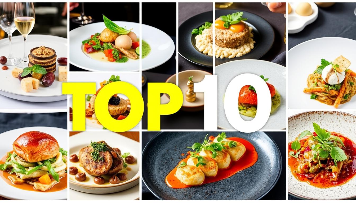 Collage der Top 10 Restaurants Frankfurt am Main mit verschiedenen kulinarischen Highlights